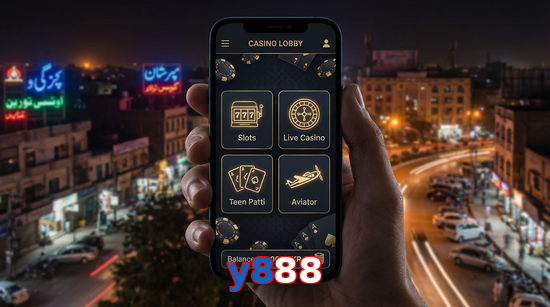 Main screen of Y888 app page for PK players