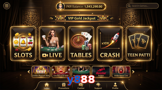 Main screen of Y888 casino page for PK players